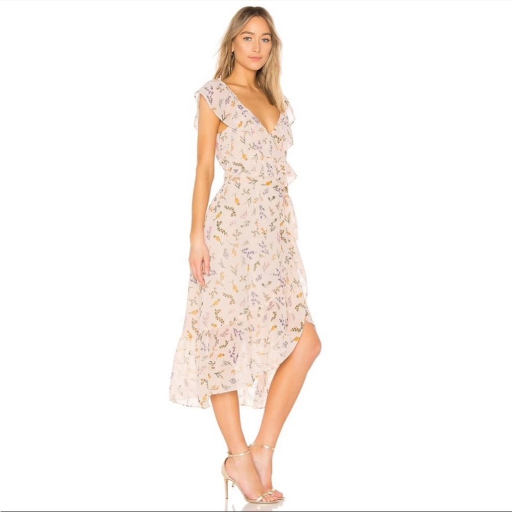 *SOLD* Rebecca Minkoff Jessica Ruffled Floral-Print Midi Wrap Dress - Picture 4 of 14